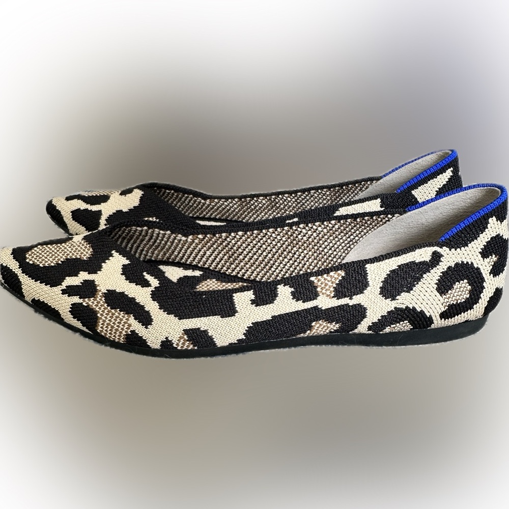 Rothy's Desert Cat ThePoint II  Leopard Print Pointed Toe Flats 6 Wide